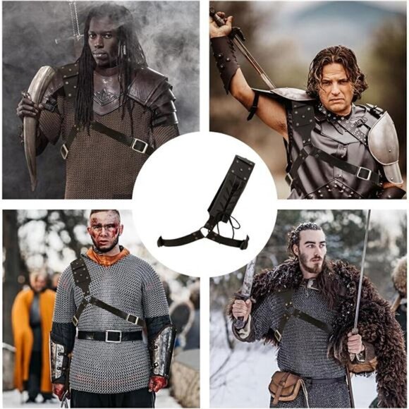 Medieval Sword Back Holster Cosplay Sword Belt Frog Adjustable Sword Back Holder - Picture 6 of 8